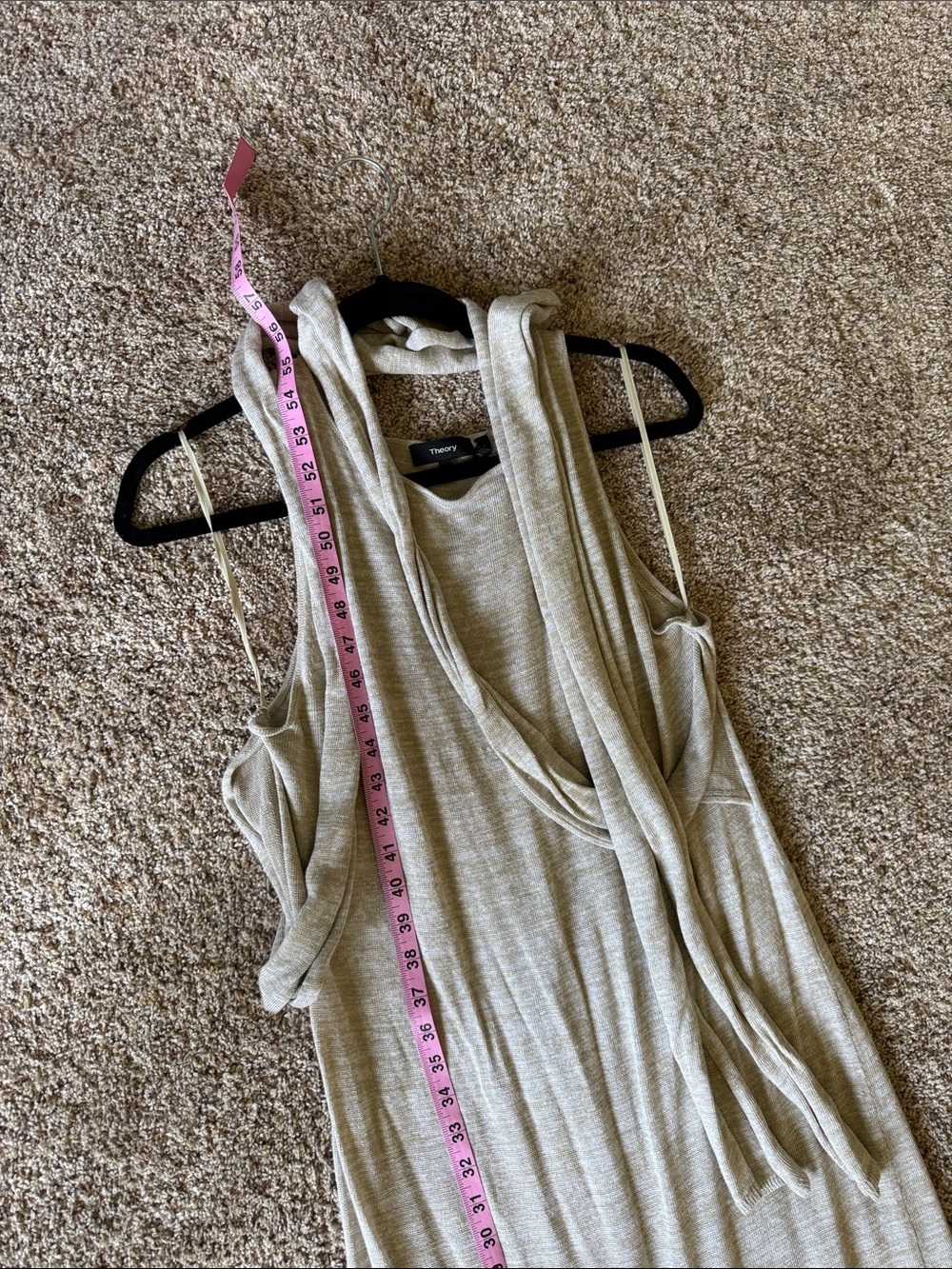 Theory Linen Blend Dantine Sag Harbor Tie Waist Wrap Midi Dress Oatmeal 
Medium - Picture 13 of 14